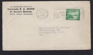 Bermuda #105  on 1947 cover to US