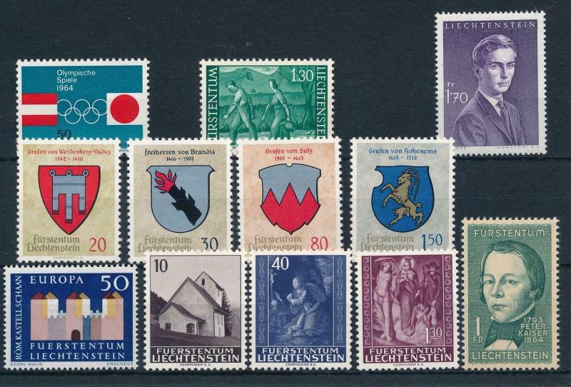 Liechtenstein 1964 Complete Year Set MNH