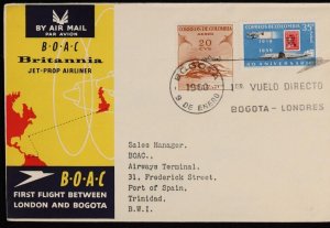 GREAT BRITAIN 1960 London - Bogota First Flight Cover + intermediates & return