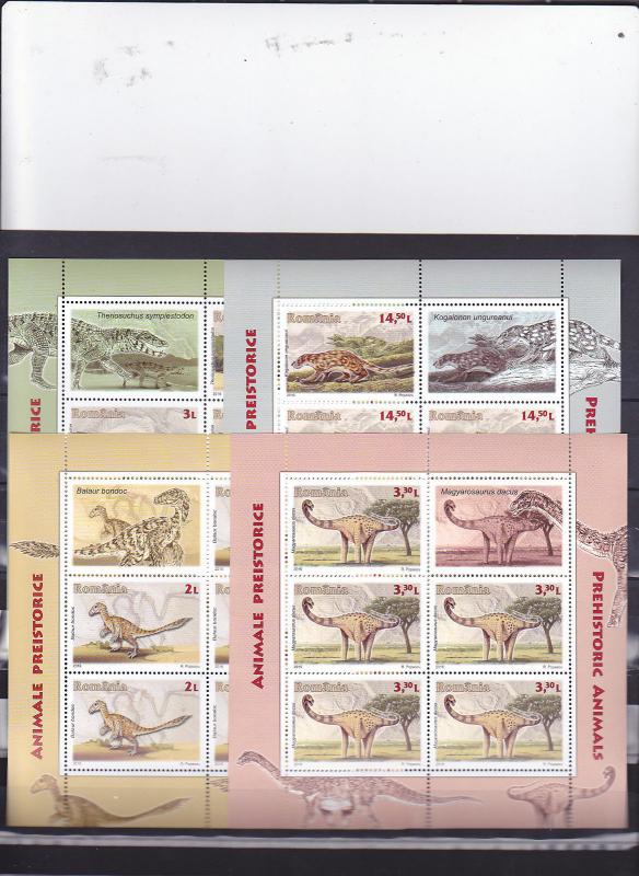 ROMANIA 2016 STAMPS Dinosaur prehistoric animals Dino sheets MNH POST