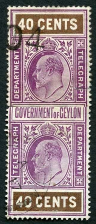 Ceylon SGT155 two halfs joined to make a Pair wmk T129 used