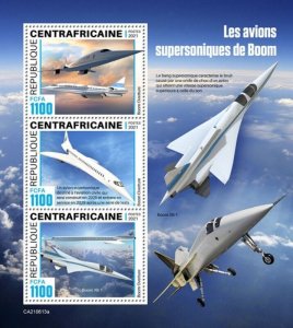 Central Africa - 2021 Supersonic Boom Planes - 3 Stamp Sheet - CA210613a