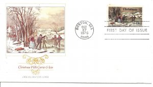 US Scott #1702, First Day Cover 10/27/76 Boston Single Christmas