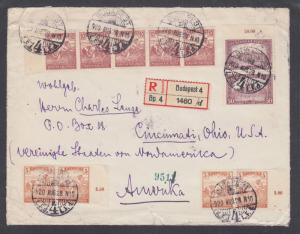 Hungary Sc 119/336 on 1920 Registered Inflation Cover to USA, 19 stamp franking