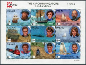 Palau 389-390,391-392,MNH. CAPEX-1996.Circumnavigations.Navigators,Ocean,Air.