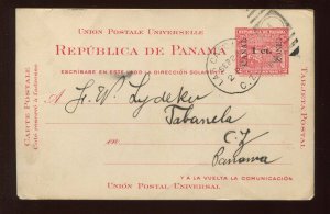 Canal Zone UX1d 13mm CANAL Post Card with LAS CASCADAS CANCEL LV4706