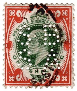 (I.B) Edward VII Perfin : SG 314 (Standard Bank of South Africa)