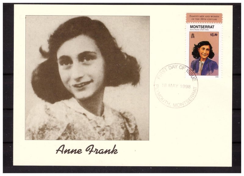 MONTSERRAT 1998 Anne Frank/WW II/Judaica Maximumcard