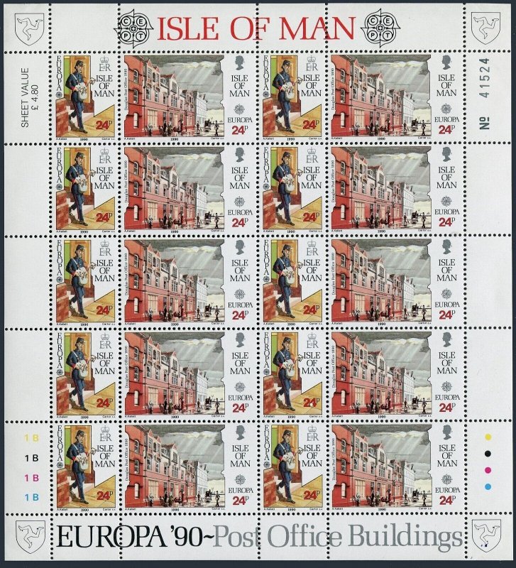 Isle of Man 418-421a sheets,MNH.Michel 427-430 klb.EUROPE CEPT-1990.Post Offices