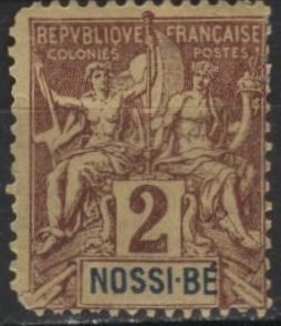 Nossi-Be 33 (mhr) 2c navigation & commerce, brown on buff paper (1894)
