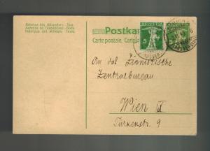 1910 Switzerland to Austria Zionist Central Bureau Postcard cover Judaica Label