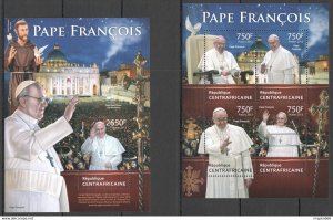 2013 Central Africa Tribute To Pope Francis Pape Francois Kb+Bl ** Ca646