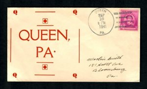 #1c Cover QQQQ RARE postmark Queen Pa. Sep. 16, 1941 Bloomburg, Pa.