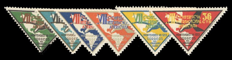 Uruguay #447-452 Cat$25.50, 1933 Pan-American Conference, complete set, hinged