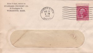 U.S. STANDARD FOUNDRY CO. Southgate St,Worcester,Mass 1933 Stamp Cover Ref 47804