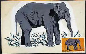 Nagaland 1969 Elephant - original hand-painted artwork as...