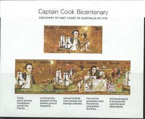 Australia #482a Capt. Cook Souvenir Sheet (MNH) CV $11.00