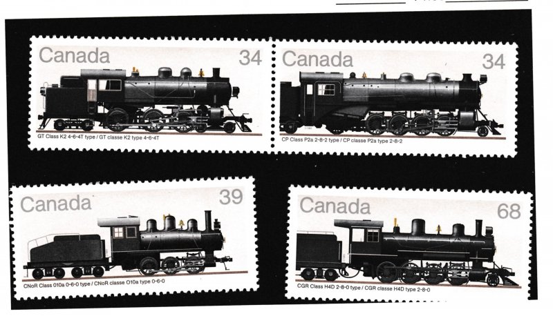 Sc1036/39a,1071/1074,1118/1121, Steam Locomotives Singles MNH