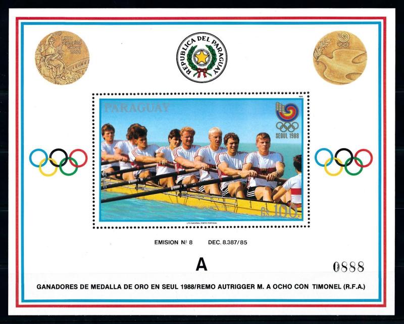 [92361] Paraguay 1989 Olympic Games Seoul Rowing A Sheet MNH