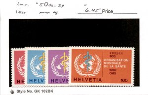 Switzerland, Postage Stamp, #5O36-5O39 Mint NH, 1975 World Health Org. (AC)