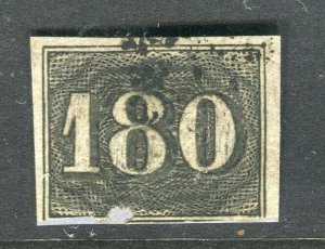 BRAZIL; 1850s early classic Numeral issue Imperf used 180r. value