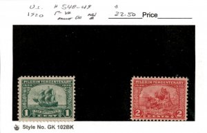 United States Postage Stamp, #548-549 Mint NH, 1920 Pilgram (AD)