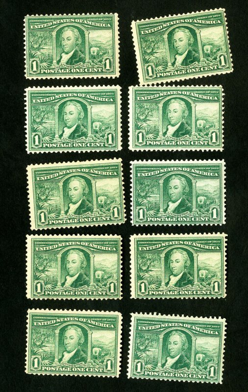 US Stamps # 323 F+ + F/VF Fresh Lot of 10 OG NH Scott Value $600.00