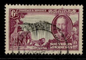 SOUTHERN RHODESIA GV SG34, 6d black and purple, FINE USED. Cat £24.