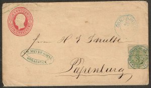 Hanover 1864,Sc.#25 used on cover, Mi.#U5+21x cv.€300