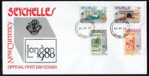 Seychelles 448-451 Currency on Stamps U/A FDC