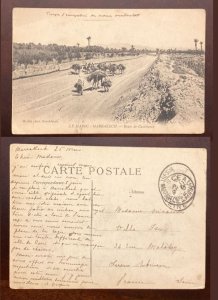 El)1919 MARRAKECH, POSTCARD CASABLANCA ROUTE, WITHOUT STAMP, CIRCULATED TO FRAN