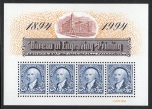 ALLY'S US Souvenir Sheet Scott #2875 $2 BEP Souvenir Sheet [4 ] MNH [F-29b_c2]