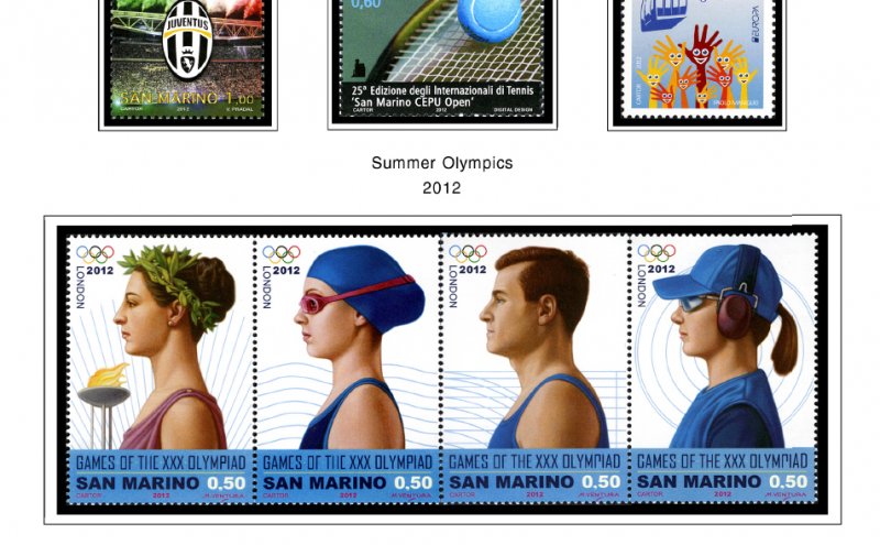 COLOR PRINTED SAN MARINO 2011-2020 STAMP ALBUM PAGES (58 illustrated pages)