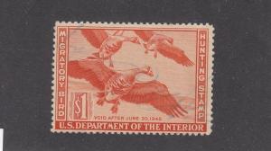 USA # RW 12 VF-MNG HUNTING PERMIT STAMP $1 CAT VALUE $45+