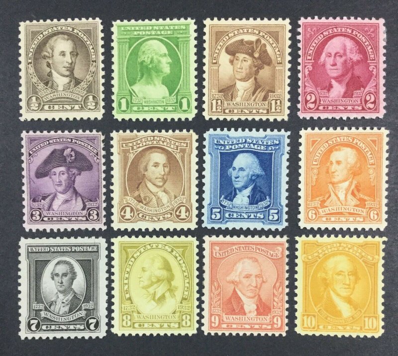 MOMEN: US STAMPS #704-715 MINT OG 11NH/1H(2c) LOT #49665