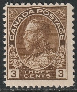 Canada 1918 Sc 108 MLH* brown wet printing