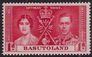 Basutoland 1937 KGV1 1d Scarlet Coronation MM SG 15 ( 242 )
