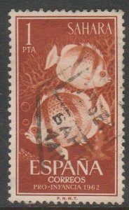 SPANISH SAHARA 128, FISH. USED SINGLE. VF. (891)