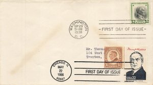 833 $2 WARREN G. HARDING - 2219a DUAL FDC combo