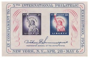 #1075 – 1956 3¢ & 8c FIPEX Souvenir Sheet