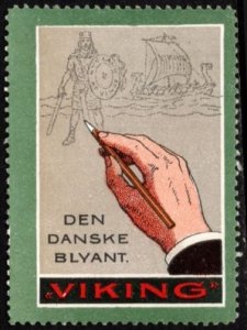 Vintage Denmark Poster Stamp Viking The Danish Pencil