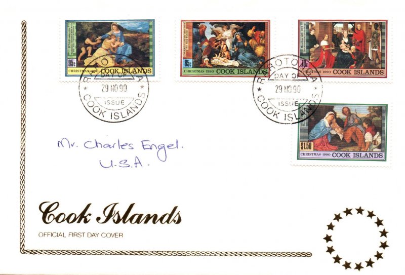 Cook Islands 1042-1045 Christmas Pen FDC