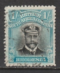 RHODESIA 1913 KGV ADMIRAL 1/- DIE II PERF 14 USED