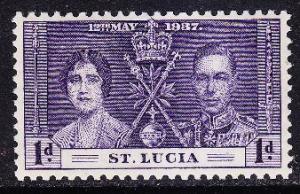 St Lucia sc#107 1937 1p KG6 Coronation MNH