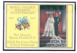 Jersey Sc 824 1997 Golden Wedding Anniversary QE II stamp sheet mint NH