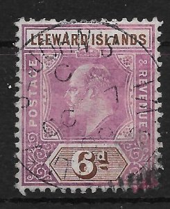 LEEWARD ISLANDS SG34 1908 6d PURPLE & BROWN USED (r)