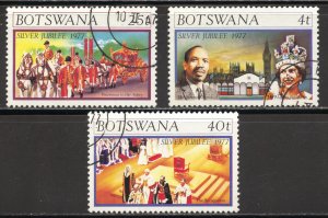 Botswana Scott 179-181 UH - 1977 Queen Elizabeth II Silver Jubilee - SCV $1.00