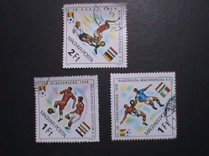 HUNGARY-SET OF 3 WORLD CUP SOCCER CHAMPIONSHIPS USE STAMPS VERY FINE