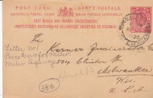 East Africa and Uganda Protectrate Postal Card Nairobi 1920