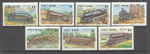 VIET NAM Sc# 1254 - 1260 USED FVF Set7 Locomotives Trains